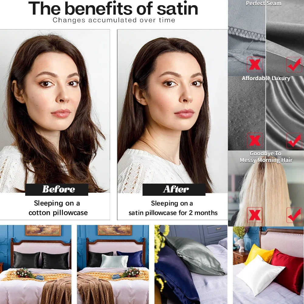 2 Pack Satin Pillowcase for Ha – Satin Pillowcase Silk Bewertung und Preis