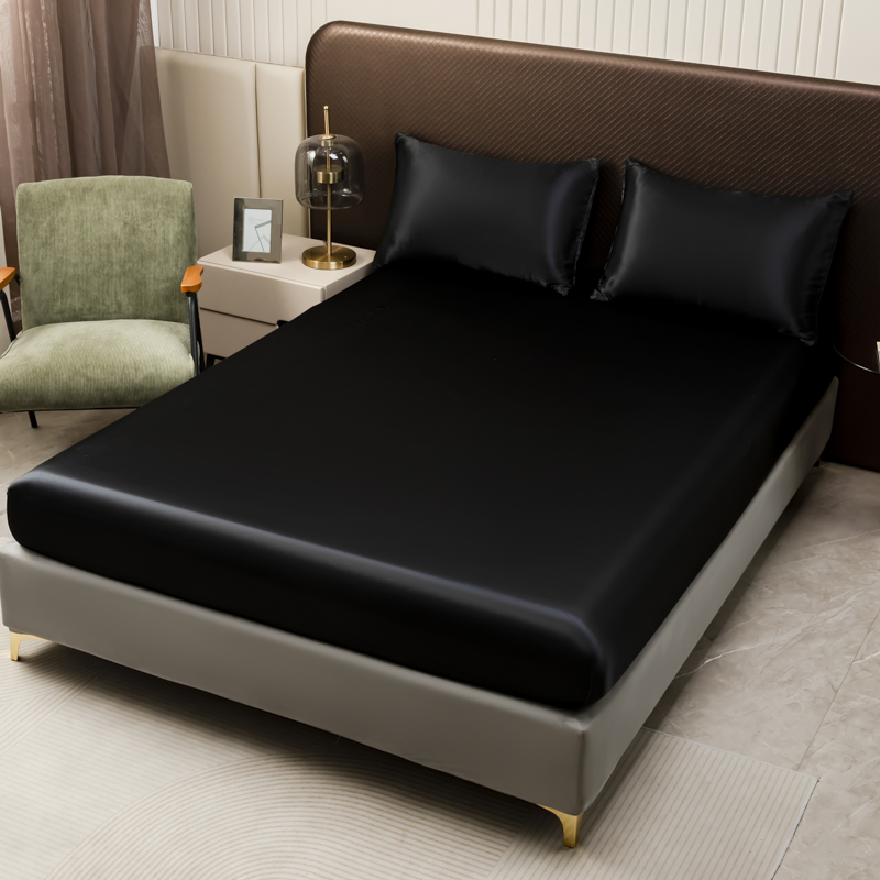 3Pcs Black Satin Fitted Sheet  – Satin Pillowcase Silk Bewertung und Preis